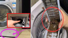 There’s a hidden switch on the washing machine; simply turn it on, and dirty water will drain immediately